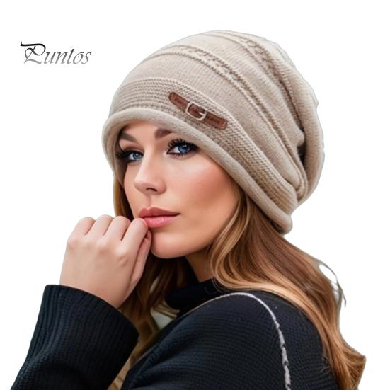 Женская зимняя шапка из толстой вязки, ветрозащитная, с плюшевой подкладкой, сохраняющая тепло, защита ушей, эластичная мешковатая кепка для улицы, школы, поездок на работу, шапочка-бини