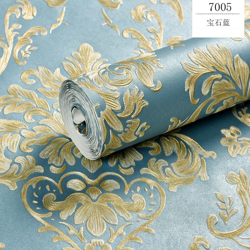 Self-Adhesive 3D Embossed Non-Woven Wallpaper Living Room Bedroom Accent Wall Decor European Style