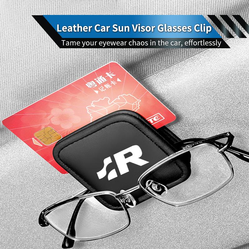 BAG1 Car Black Sunshade Square Leather Sunglasses Holder For VW R Golf Scirocco Jetta Beetle Passat Polo Tiguan Sharan Touran