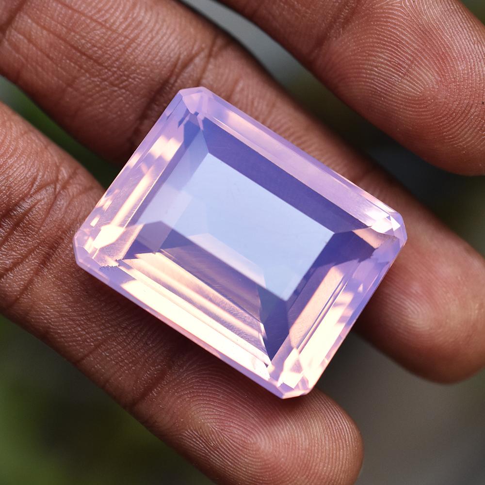 MEXICAN Lab-Created Pink Opal 90Ct RARE Emerald Shape Loose Gemstone