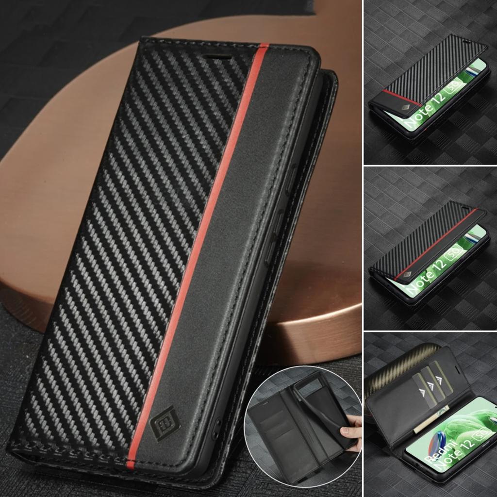 Чехол из углеродного волокна из кожи для 13T 12T 11T 11 Lite Mi Poco X6 X4 Pro, чехол для Redmi Note 14 13 12S 11S Pro Plus, кошелек