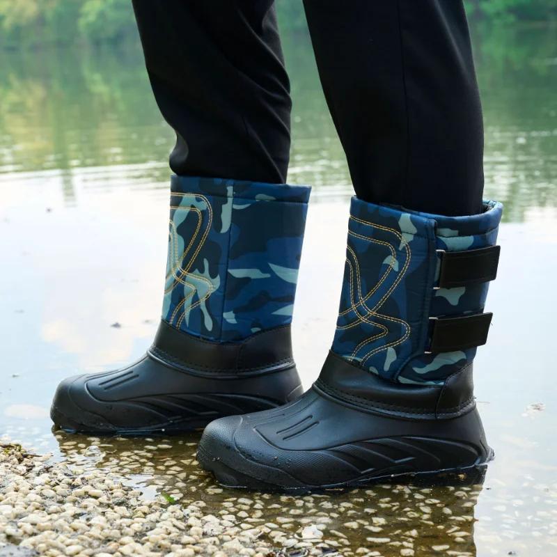 Ботильоны Ботинки на платформе EVA Резиновые сапоги Мужские плюшевые теплые зимние сапоги Водонепроницаемые хлопковые ботинки для мужчин Botas De Trabajo Hombre