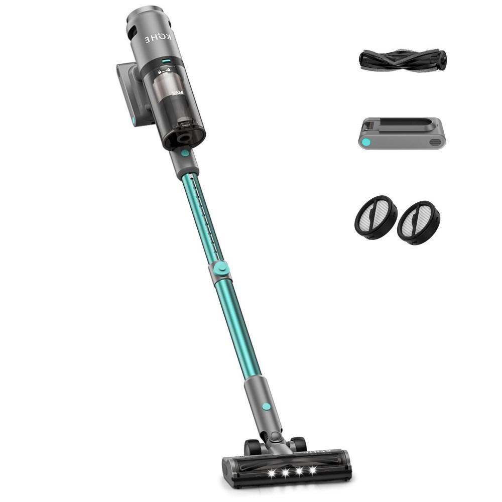 KCHE S10 Cordless Vacuum Cleaner, 33kPa 400W, 6 X 2200mAh Batteries, 55min Runtime, 6-stage Filtration, 1.5L Dust Box, Green