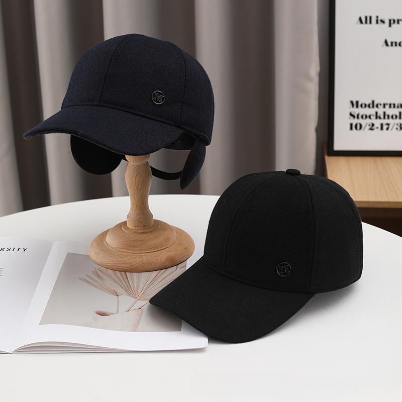 Новая осенне-зимняя мужская бейсболка, модная бейсболка с жестким верхом и защитой ушей, теплая утолщенная шапка, защищающая от холода