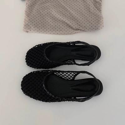 Наппа натуральная кожа овчины ниша ручная работа плетеная рыболовная сетка сумка голова сандалии женские летние на плоской подошве задний ремешок крутые тапочки