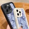Мягкий чехол для телефона из термополиуретана конфетного цвета для iPhone 16 Pro 15 14 Plus 13 12 11 Pro Max Xs Xr 8 7, противоударный, рельефный, с синим цветочным узором, защитная крышка для объектива
