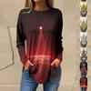 Tee Shirts For Women Fall Casual Long Sleeve Shirts Sweatshirt Retro Printing Christmas Party Top Pullover
