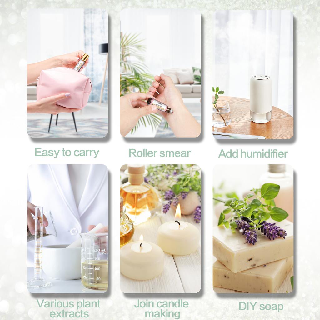 10Pcs EUQEE Roller Fragrance Oil Kit for Humidifier Massage Air Purifier DIY Perfume Roller Perfume Oil Gift Set with Diffuser Bracelet