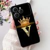 Чехол для Tecno Spark 40 Черный Силикон Роскошные Буквы А-Я Модные Цветы Корона Ударопрочный Чехол для Телефона Tecno Spark 40