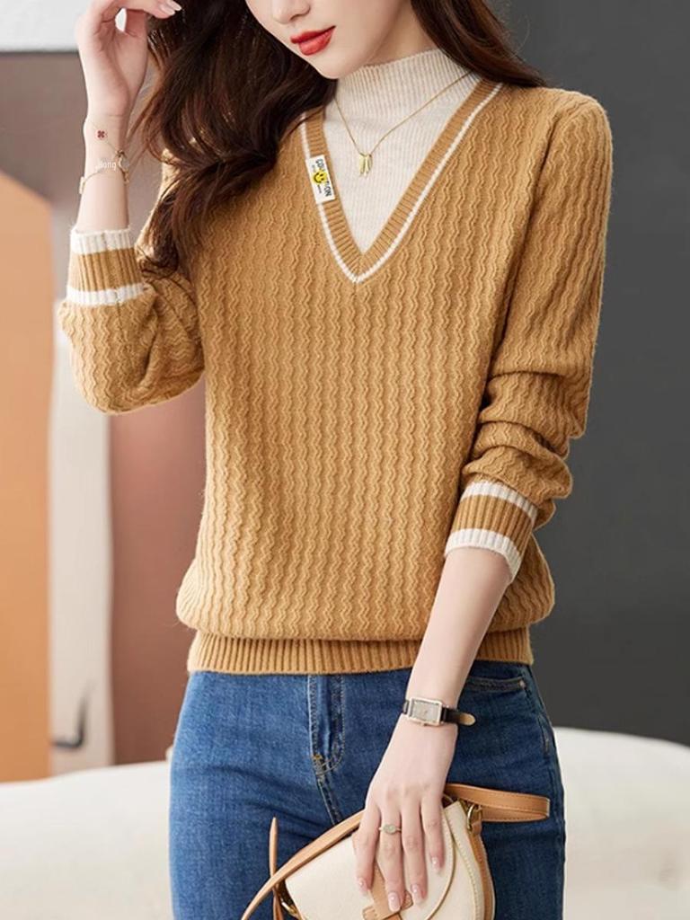 Модный женский вязаный свитер из двух частей в ленивом стиле – мягкий, липкий и уютный для осени/зимы