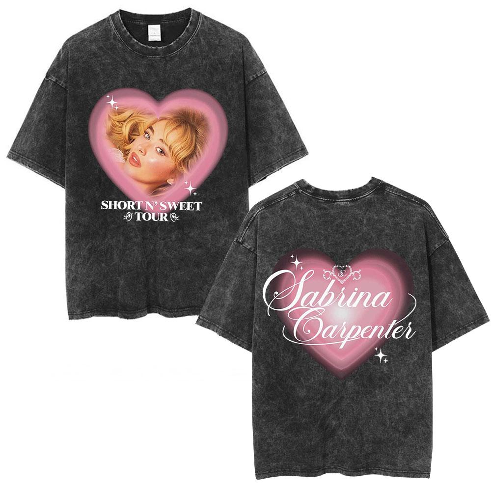 Sabrina Carpenter Short N Sweet Tour Стирка Графическая Футболка Мужчины Женщины Лето Хлопок Повседневная Оверсайз Короткий Рукав Футболки Топы