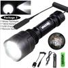 LED Tactical Hunting Flashlight Green/Red/White Torch USB Rechargeable 350LM 600-800 Yards Range C8 Shooting Scout Lights Set