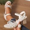 Fashion Thick Heel Platform Women's Sandals Wedding Shoes 2025 Summer New Fashion Casual Ladies Elegant Heeled Sandals Office High Heels