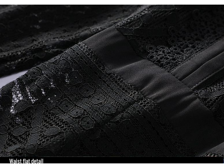 Платье Platycodon Slim Fit Black Fishtail Long Dress для больших размеров - Европейская и американская коллекция Весна/Осень