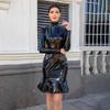 Большой размер ПУ платье Женское Wish Глянцевая лакированная кожа Клубное платье-русалка Женское