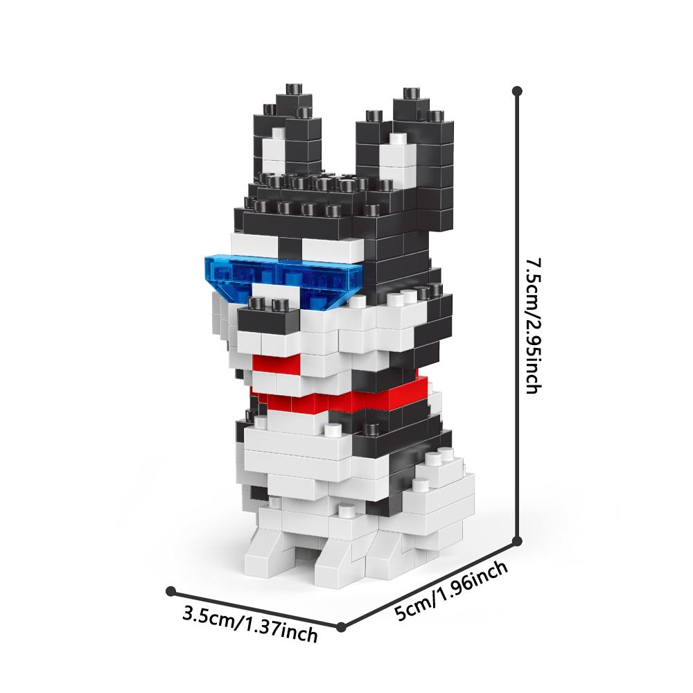 Knew Built Super Mini Dogs French Bulldog Building Blocks Toys Kit: Schnauzer Teddy Husky Adorable Desk Decorations Gift