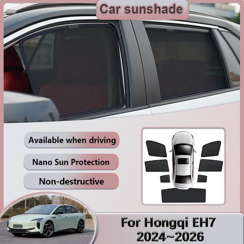 For Hongqi EH7 2024~2026 2025 Car Sunshades Anti UV Privacy Mesh Curtains Windshield Heat Insulation Sunscreen Visor Accessories
