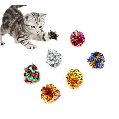 Бумажный шар, игрушка для кошек, забавный кот, бумажный шар, оловянная фольга, звучащий забавный мяч для кошек, праздничные украшения, мяч, товары для домашних животных