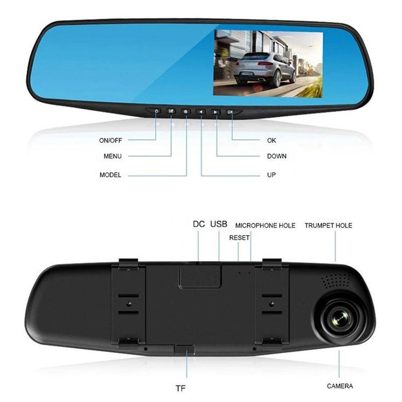 4,3-дюймовый 1080P HD двойной объектив G-сенсор 170 зеркало заднего вида автомобильный видеорегистратор камера рекордер