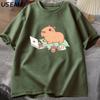 Футболка Capybara Use Computer унисекс, забавные свободные хлопковые топы, повседневная летняя одежда, мягкая футболка большого размера, унисекс, уличная одежда, топ