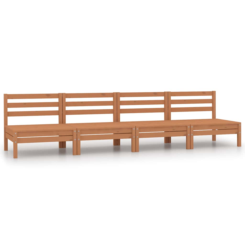 Garden Center Sofa Set 4 Pieces Honey Brown Solid Pine Wood