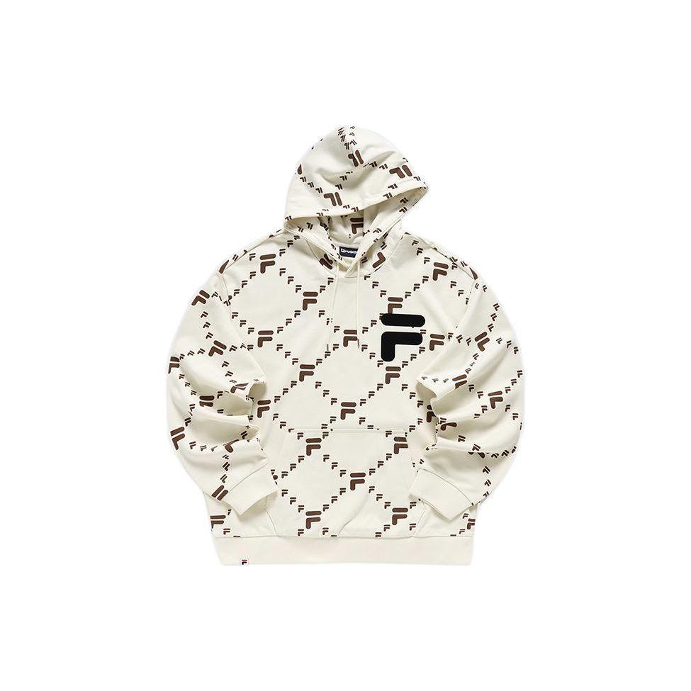 FILA Tokyo Studio Толстовка с капюшоном и принтом логотипа по всей поверхности Унисекс толстовки Светло-белый T11U216205DIV