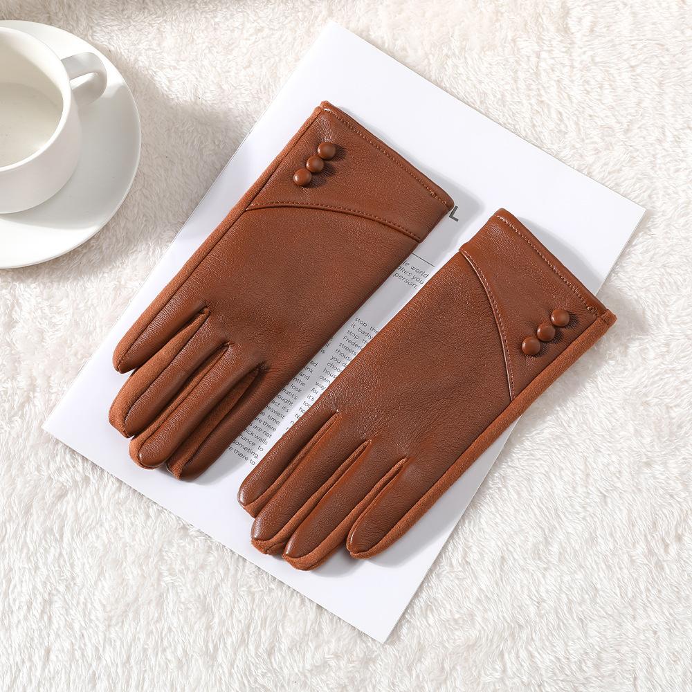 Women s PU Winter Gloves Cold Resistant Windproof Thick Fleece Lined Touch Screen Gloves for Driving Cycling Outdoor