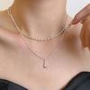 Cold wind double-layer small rice grain water drop necklace women's 2024 new simple stacked collarbone chain simple neck chain accessories