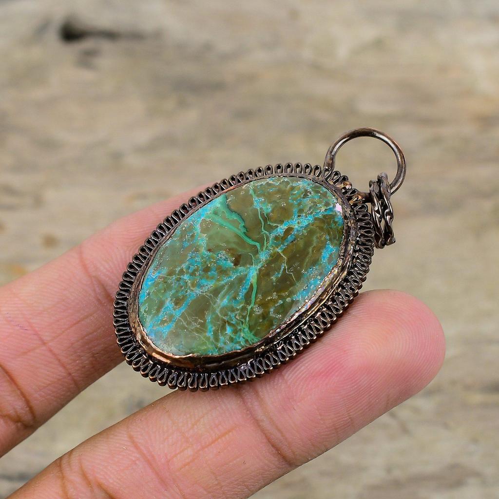 Chrysocolla Pendant Electroformed Copper Pendant Handmade Brand New Pendant Electroformed Gemstone Jewelry Wedding Gift Chrysocolla Jewelry