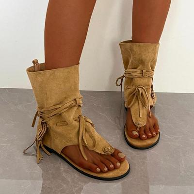 Мода 2025 Новая женская обувь Слипоны Женские сандалии Модные на шнуровке Платье Летняя кисточка Бестселлер Пинч носок Легкие сандалии Ботинки