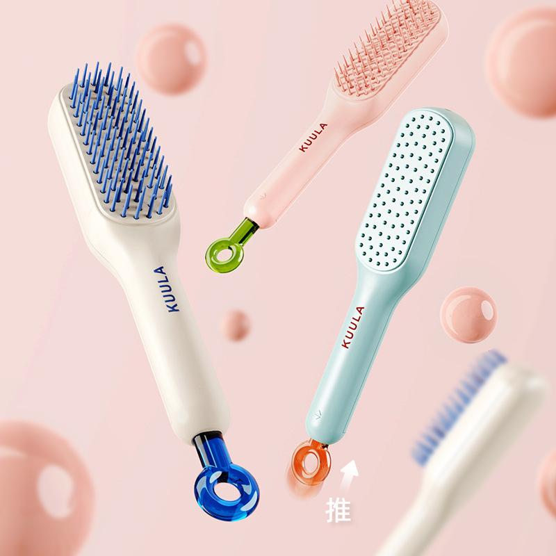 Retractable comb Magic comb One-click cleaning Hair comb Scalp massage comb Shun hair comb Household curling comb