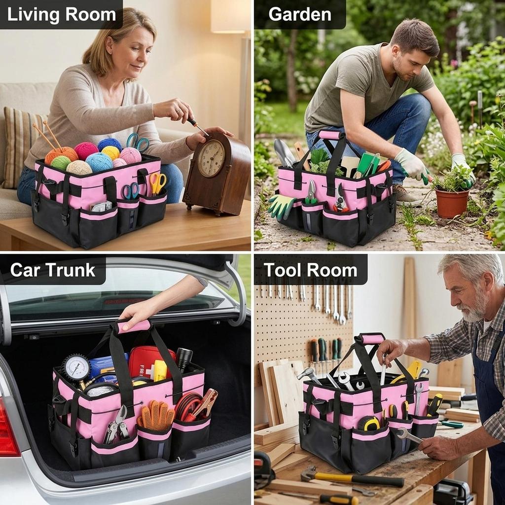 Large Capacity Cleaning Caddy Bag with Multiple Pockets, Heavy Duty Multipurpose Utility Tote Organizer
