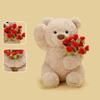 Valentine's Day Roses Teddy Bear Cartoon Animal Plush Toys 2 Colors Brown Bear Holding Roses Dolls Sweet Gift For Girls Lovers