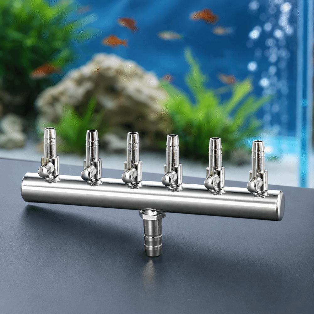 6-Way Air Flow Valve Stainless Steel Fish Tank Valve Practical Air Distributor  Aquaculture Use