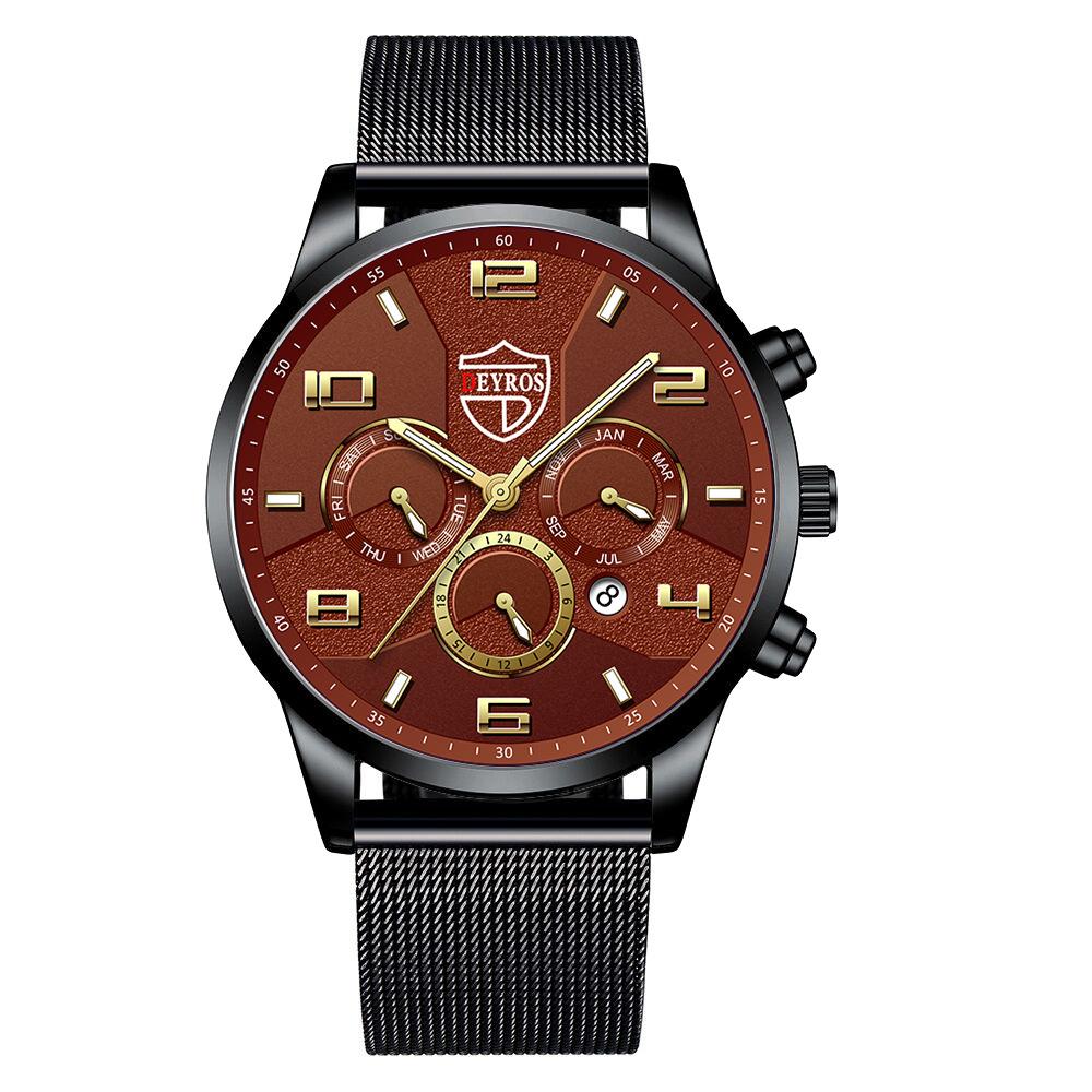 Men'S Fashion Watch Luminous Stainless Steel Men'S Business Calendar Quartz Watch