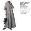 O-Neck Buttons Half Placket Baggy Dress Long Sleeves Pockets Ankle Length Women