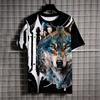 Wolf Printed T-shirt Mens Clothing Knight Graphic T Shirts Cool Short Sleeve Tee Stylish Design Husky Y2k 3D Printing Top Tees
