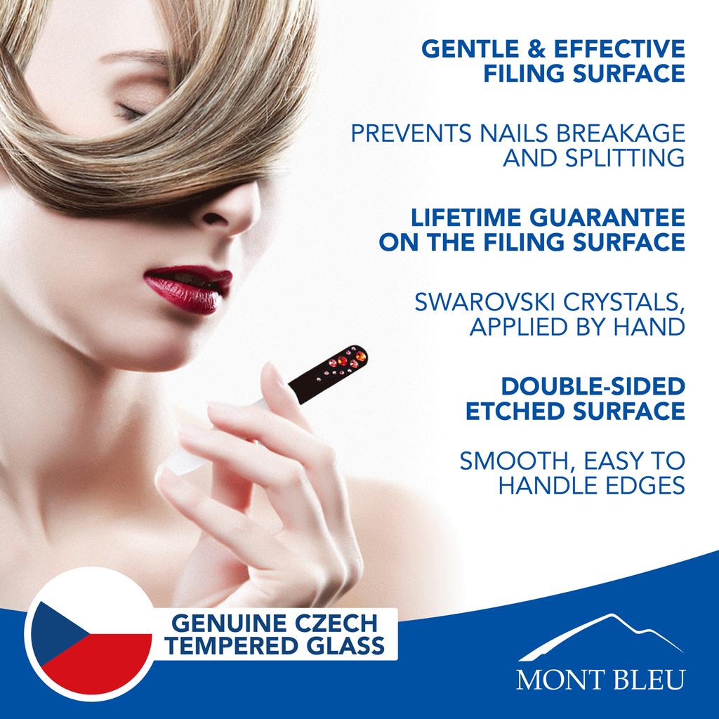 Набор из 3 чешских пилочек для ногтей из черного стекла с кристаллами BB-BMS