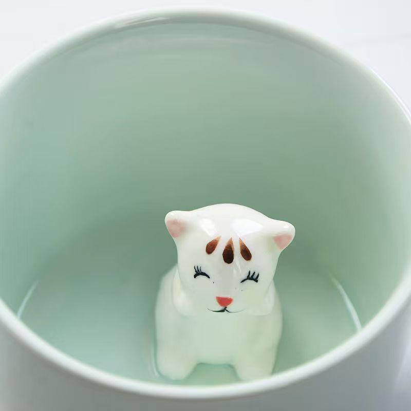 Керамическая кружка 3D с кошкой и животным внутри, фигурка собаки, кофейная чашка, чашки для чая и молока, смешное мультяшное животное, уникальный подарок на день рождения