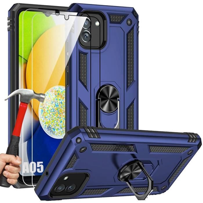 Coque + 2 Verres Trempés pour Samsung Galaxy A05 - BOOLING - Protection Renforcée - Bleu Marine