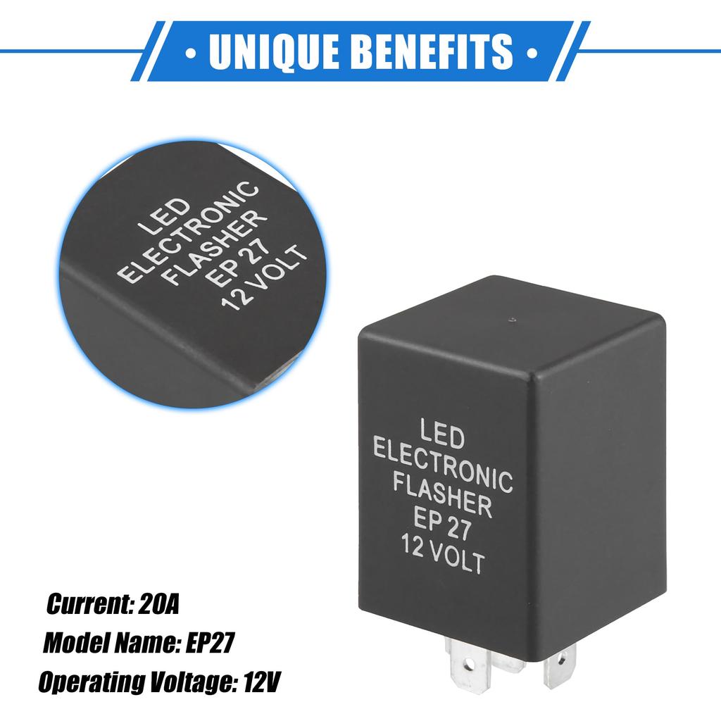 VekAuto Реле Электронное LED Реле-мигалка Фикс 5-контактное EP27 Мигалка поворотников Универсальный автомобиль Прочный пластик Черный