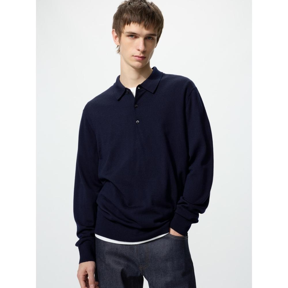 Uniqlo Японский шерстяной поло-свитер из мериноса