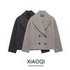 Fashion Style 2024 Fall and Winter New Women's Clothing Easiest for Match Double Breasted Wool Lapel Long Sleeves Short Overcoat 8372289