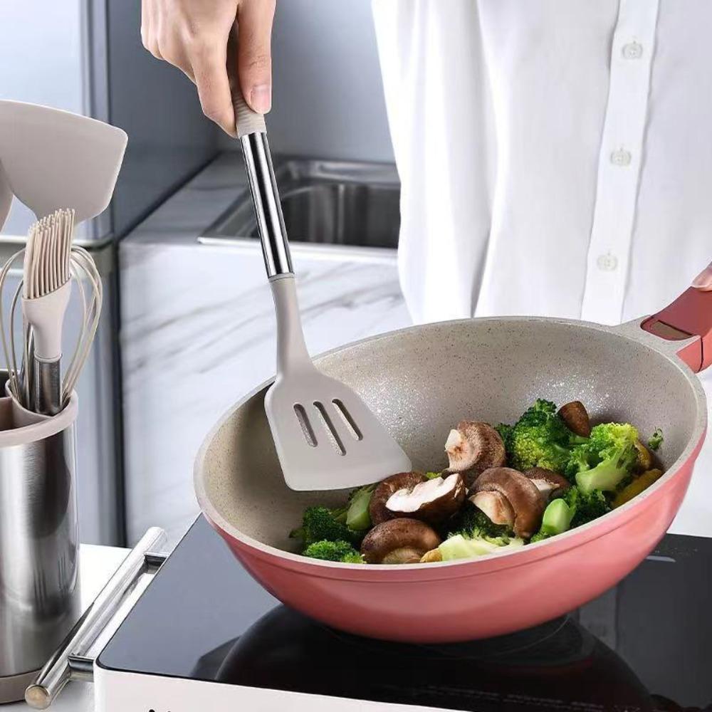12PCS 360° Rotating Bucket Silicone Kitchen Utensils Set Kitchen Cooking Tools Nonstick Pan