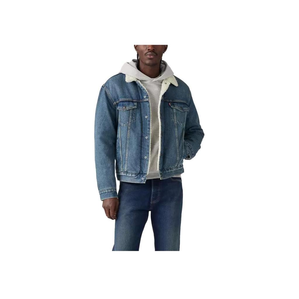 Levis FW22 Однотонная однобортная куртка с воротником, длинными рукавами, мужская куртка, синяя 16365-0128
