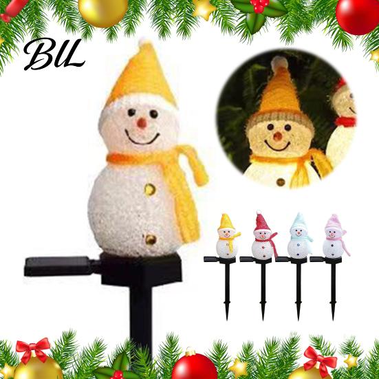 Christmas Party Exterior Decor Solar Snowman Pathway Lights, Outdoor Waterproof Ground Stake with LED Decorative Lawn Ornament Light, Garden Light for