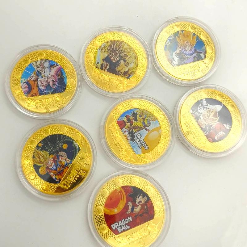 Памятная медаль Dragon Ball, Красочная, Классическая, Аниме, Золотая монета, Креативная маленькая монета, Монета Сон Гоку, Детская игрушка, Наполнители для чулка