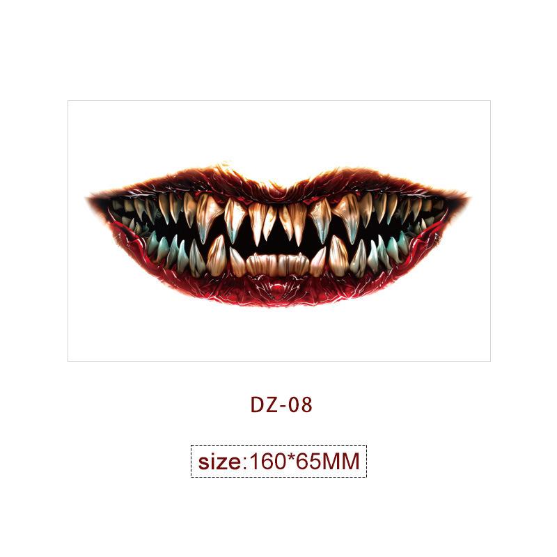 Halloween Mouth Tattoo Scary Clown Face Stickers Creepy Temporary Tattoos Waterproof Party Makeup Costume Props