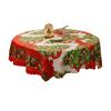 Christmas Round Tablecloth Winter Holly Snowman Tablecloth Decorative Table Cover Cloth for Indoor Outdoor Holiday Party Dining Table Decor