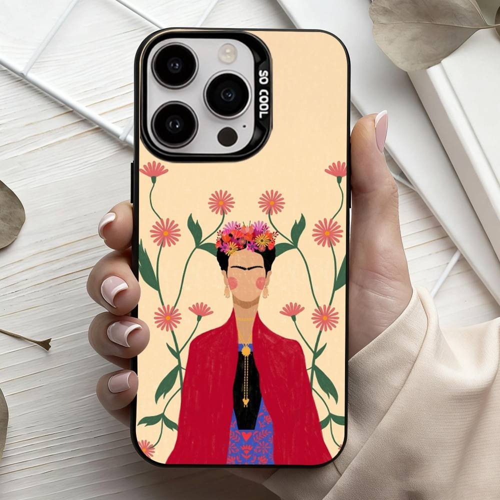F-Frida-A K-Kahlo-g A-Art Phone Case For iPhone17,16,15,14,13,12,11 Plus,Pro Max Black Candy Silver Plated Cover